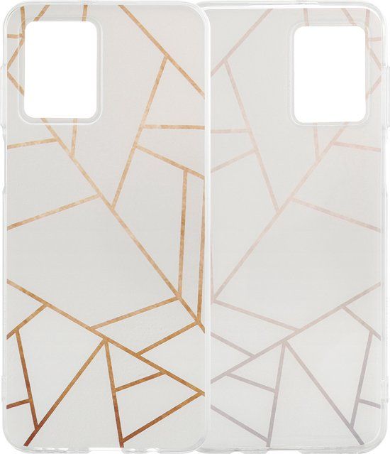 iMoshion Hoesje Motorola Moto G54 - Siliconen Back Cover - White Graphic