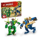 LEGO NINJAGO Jay’s Drakenmechastrijd Mecha – Ninja Speelgoed voor Kinderen met 2 Actiefiguren, 2 Minifiguren, Katana en Zwaard – Verjaardagscadeau voor Jongens vanaf 4 Jaar en Fans – 71853