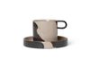 Ferm Living Tasse avec soucoupe Inlay Sable-brun
