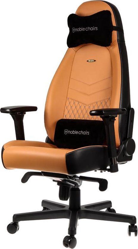 Noblechairs ICON Series Gaming Chair - Cognac/Zwart Echt Leder