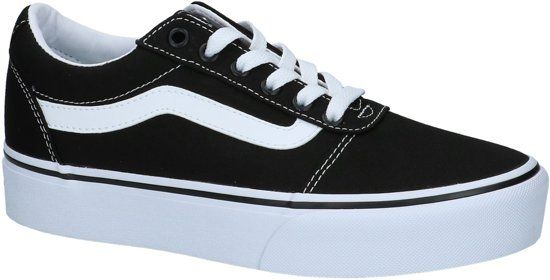 Vans Ward Platform Skate laag Dames Maat 40 Zwart/Zwarte - Black/White Canvas