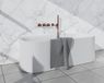 Fortifura Nebbio Ensemble de baignoire - mitigeur thermostatique - raccord mural avec support de douchette à main - flexible de douche en métal - douchette à main barre - bec - PVD - cuivre brossé