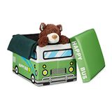 Relaxdays Poef voor kinderen, met opbergruimte, speelgoedkist, HBD ca. 32 x 48 x 32 cm, van kunstleer, 37 l, groen