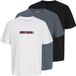 JACK&JONES Heren T-shirt JJMUNK TEE SS CREW NECK 3PK MP - Katoen - Jersey - Ronde hals - Korte mouw - Regular Fit - Casual - XXL - Wit/Zwart/Turbulence - 3 stuks