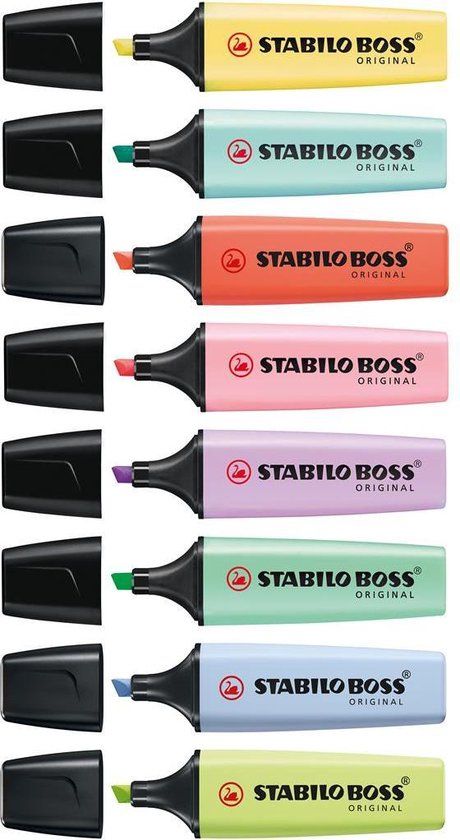 STABILO BOSS ORIGINAL Pastel Markeerstiften - Etui met 8 Pastelkleuren
