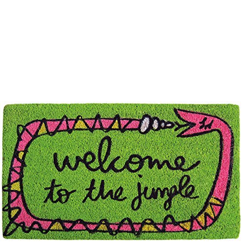 Laroom Laroom Deurmat – Welkom bij de jungle, jute en antislipbasis, groen, 40 x 70 x 1,8 cm