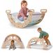 COSTWAY Klimrek en kussen, Montessori klimschommel, klimdriehoek, boogschommel, regenboogdesign, binnenspeelstructuur voor enfants à partir de 3 ans, afmetingen 81x48,5x38,5 cm
