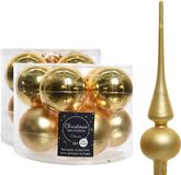 Kaemingk B.V. Ensemble complet de boules de Noël en verre or brillant/mat 33 pièces avec étoile mat - 20x 6 cm - 12x 8 cm