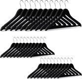 Merkloos Relaxdays Kledinghanger - set van 30 - hout - zwart/zilver