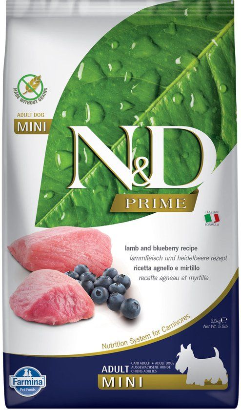 Farmina N&D Prime Adult Mini - Lam & Blauwe Bes - 2,5 kg