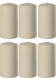 Beige 8x bougies cylindriques/bougies piliers 6 x 12 cm 45 heures de combustion - Bougies sans parfum beige - Décorations d'intérieur