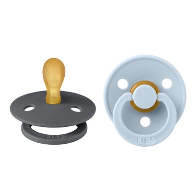 BIBS Colour - Fopspeen - Symmetrisch - IJzer & Baby Blauw - 0-6 maanden - 2 stuks