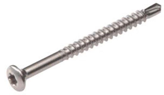 Proftec - Torx 10 Lenskop Glaslatschroeven - 3,2x35mm - Deeldraad - RVS-410 (200 stuks)