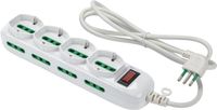 FANTON TRIAX meervoudig stopcontact 4 tweepolige - 8 bypass-stopcontacten - Kabel 1,5 m - Wit