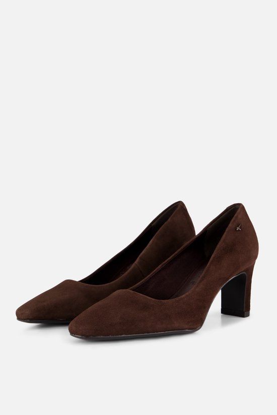 Tamaris Pumps Bruin Suède Blokhak 5-7cm Puntige Neus Maat 40