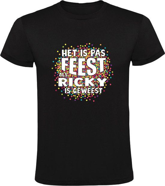 Sol's Het is pas feest als Ricky is geweest Heren T-shirt Zwart - Maat M