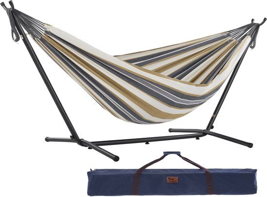 Vivere Dubbele Hangmat met Standaard - Desert Moon - Katoen - 205 kg