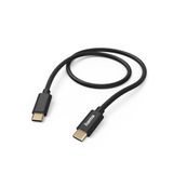 Hama Kabel "Fabric" USB 2.0 C stekker - USB C oplaadstekker (480 Mbit/s, nylon, 3A, verguld, 1,5 m) zwart