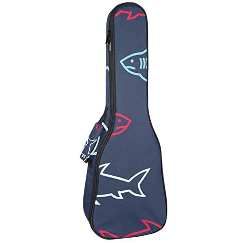 Mersov Tenor Ukulele Gigbag Waterdichte Ukelele Case Gewatteerde Rugzak, Geweldig voor Sopraan Concert (21/23/24") Haaien Oceaan Zee