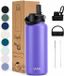 VANN® 3-Wandige RVS Drinkfles 1 Liter met rietje voor volwassenen – Met 5 accessoires – Thermosfles – 24 uur koud/12 uur warm – Paars – VANN Ultimate Bottle®