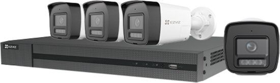EZVIZ H3K PoE 4K Kit - 4x Beveiligingscamera Buiten – AI-detectie, Nachtvisie & Active Defense - IP67 – PoE & SD