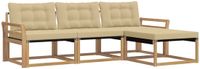 vidaXL - Bank loungeset - 4 zitplekken - Wit en Beige - Acacia hout