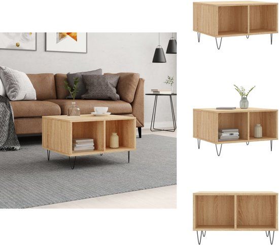 vidaXL Salontafel 60x50x36,5 cm Bewerkt Hout Sonoma Eikenkleurig