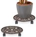 Merkloos Relaxdays plantentrolley op wieltjes - set van 2 - Ø: 34 cm - gietijzer - bruin