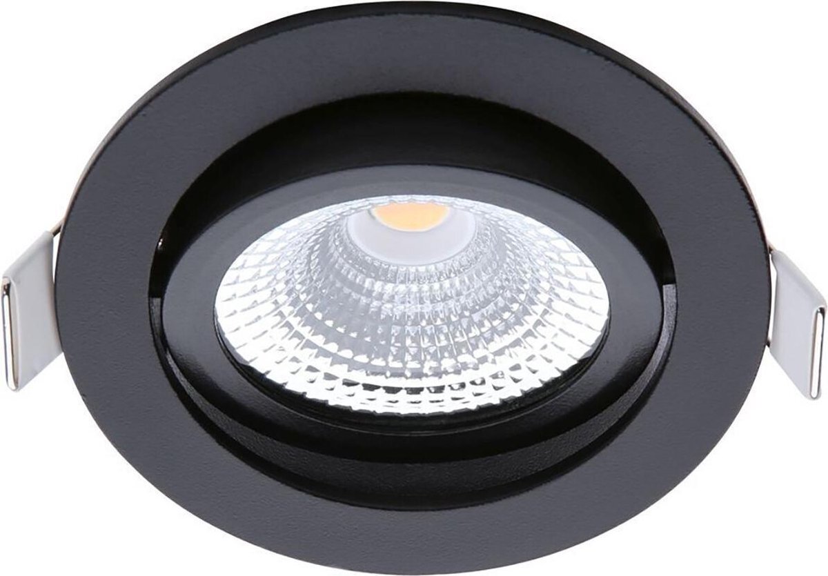 EcoDim - LED Spot - Inbouwspot - ED-10029 - 5W - Waterdicht IP54 - Dimbaar - Warm Wit 2700K - Mat Zwart - Aluminium - Rond - Kantelbaar