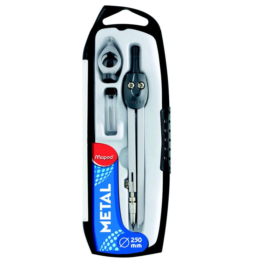 Maped 197512 Passer - Zwart/Zilver - Metaal - 25cm - Adapter