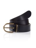 Tom Tailor - Leren riem met ronde gesp - Maat 90 - navy uni