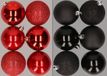 Merkloos / Sans marque Billiet - Vanlaere 12x stuks kunststof kerstballen mix van rood en zwart 8 cm