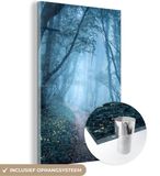 MuchoWow® Glasschilderij 100x150 cm - Bomen - Natuur - Mist - Foto op glas - Acrylaat - Multicolor - Rechthoek