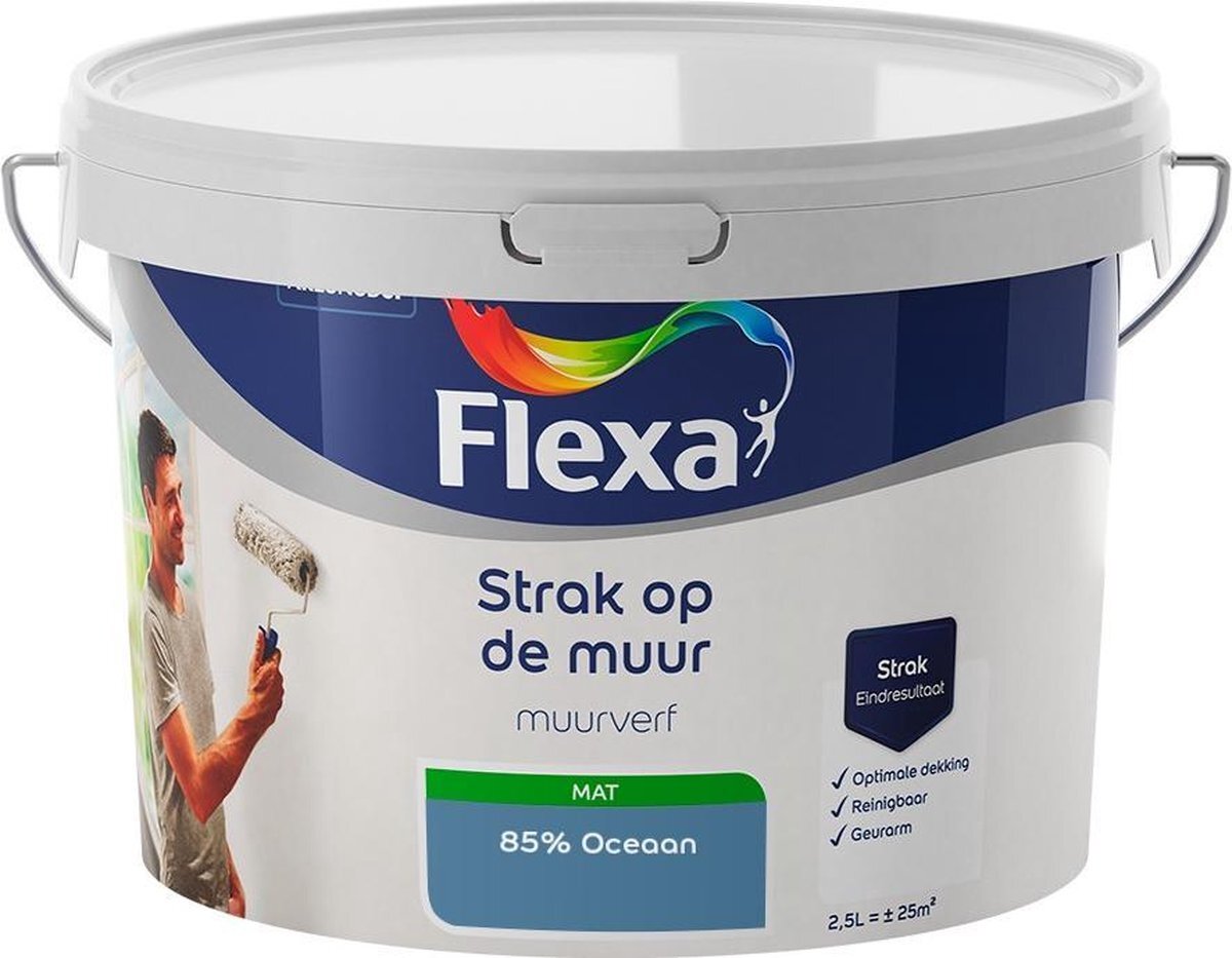 FLEXA Strak op de muur - Muurverf - Mengcollectie - 85% Oceaan - 2,5 liter