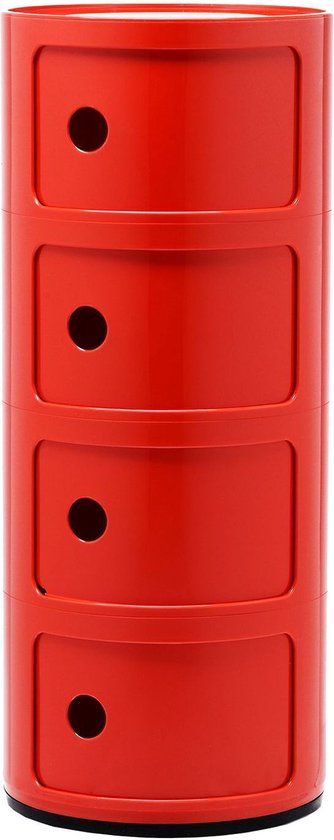 Kartell Componibili Kast Extra Large (4 Comp.) Ø32 Rood - Plastic - 77 cm