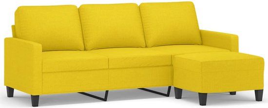 VidaXL Driezitsbank met voetenbank 180 cm stof lichtgeel