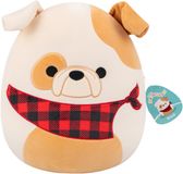 Squishmallows - Medium Plush 30cm Brock - White And Tan Bulldog W/Plaid Bandana