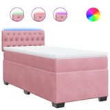 VidaXL Boxspringbed met matras, roze, 100x200 cm, fluweel