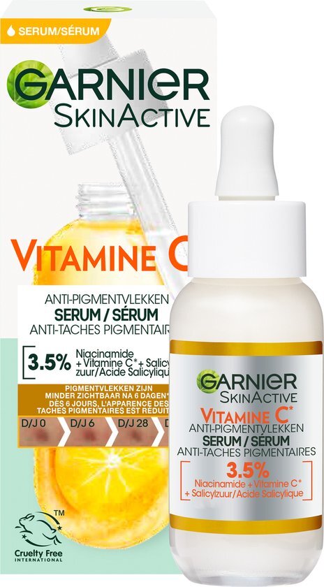 Garnier SkinActive Vitamine C* Anti-Pigmentvlekken Serum - Met Niacinamide en Salicylzuur - Serum Tegen Pigmentvlekken - 30ml