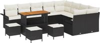 vidaXL Banc de jardin 13 pièces Noir et crème