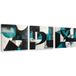Set de tableaux sur toile abstraction géométrique turquoise 3 x 60x60