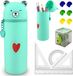 Ibenzoa® Pochette en silicone avec taille-crayon et règle intégrée - Vert