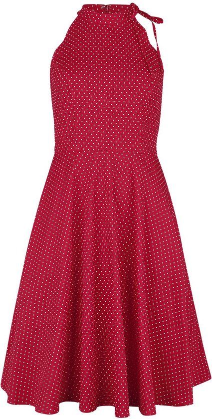 Banned Retro Banned Hattie Halter Spot Dames Midi-jurk - rood/wit - 3XL