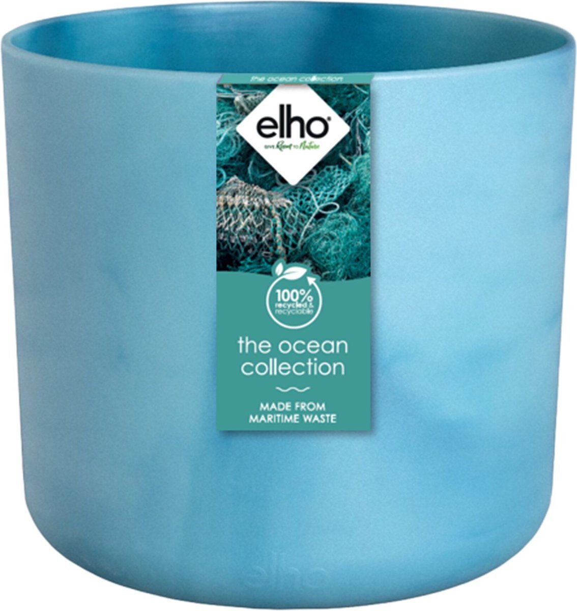 elho The Ocean Collection Round 16 - Bloempot voor Binnen - Ø 16 x H 15 - Blauw/Atlantisch Blauw