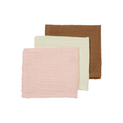 Meyco Meyco hydrofiele monddoekjes - set van 3 Offwhite/Soft Pink/Toffee