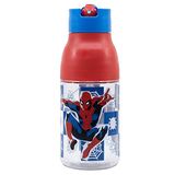 Stor Spider-man waterfles voor kinderen, dubbele opening, met rietje, 420 ml