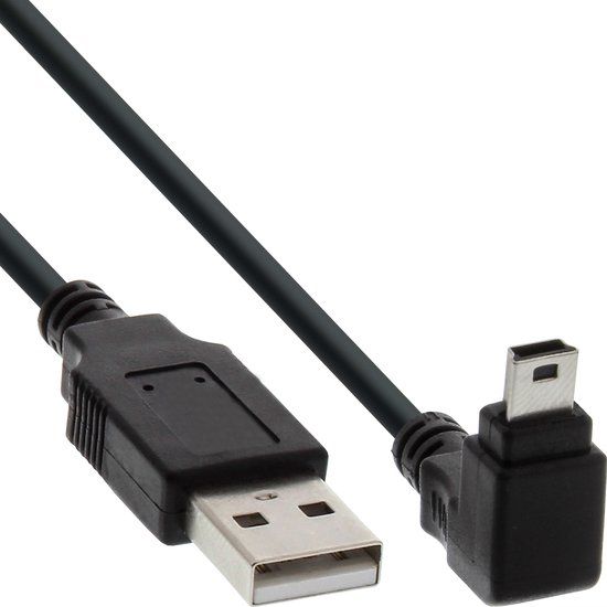 InLine USB Mini B haaks naar USB-A kabel - USB2.0 - 0,3m - Zwart