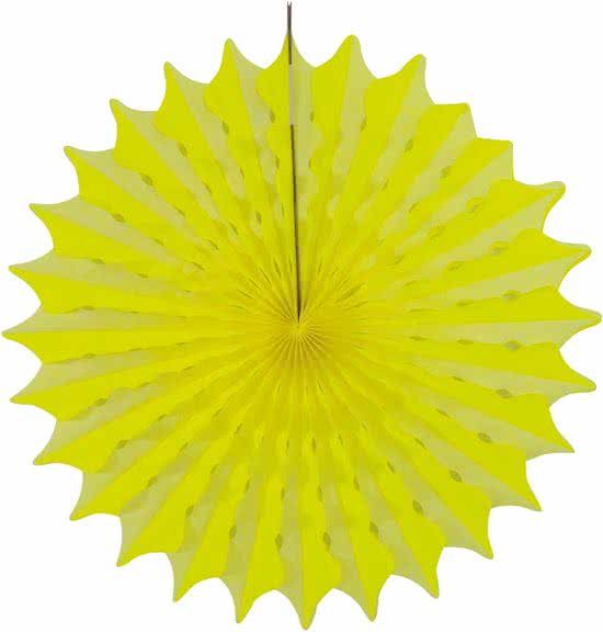 Folat Honeycomb Waaier Neon Geel 45cm