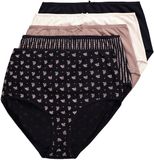 Ulla Popken - Dames - Maxislips set van 5 motief/effen - Zwart - Maat 50+