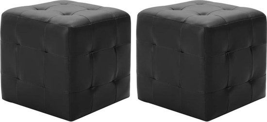 vidaXL Poef 2 stuks 30x30x30 cm Kunstleer Zwart